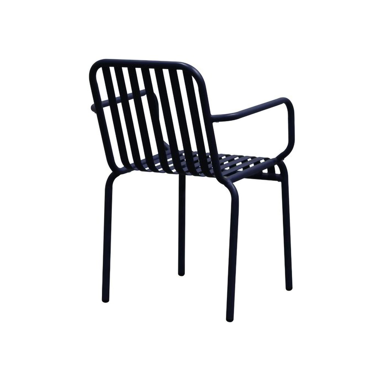 Set of Two Steel Outdoor Stacking Arm Chairs
