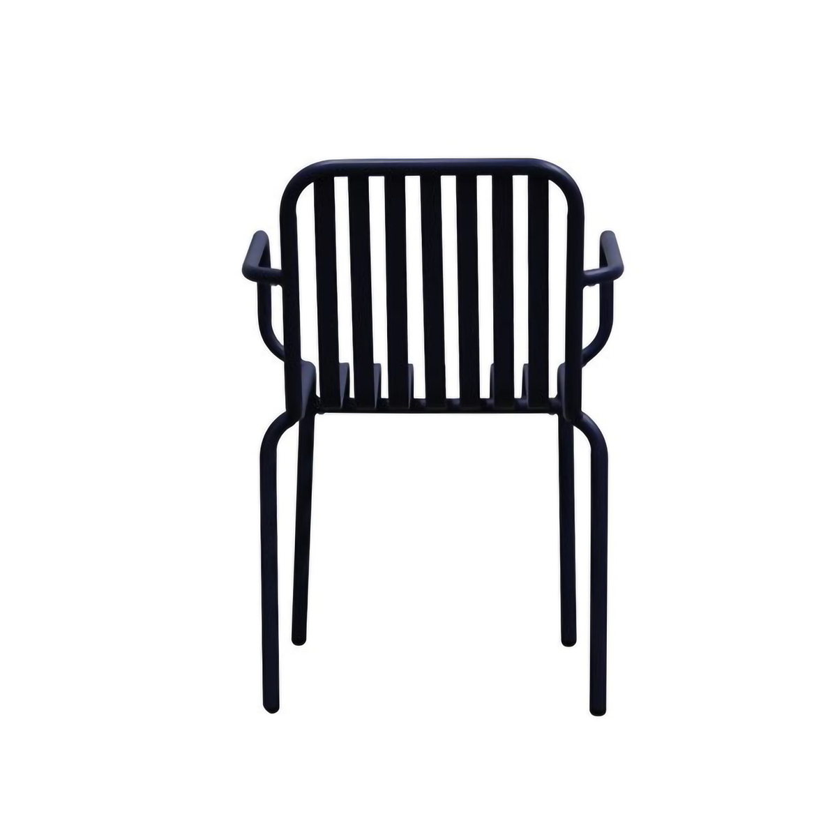 Set of Two Steel Outdoor Stacking Arm Chairs
