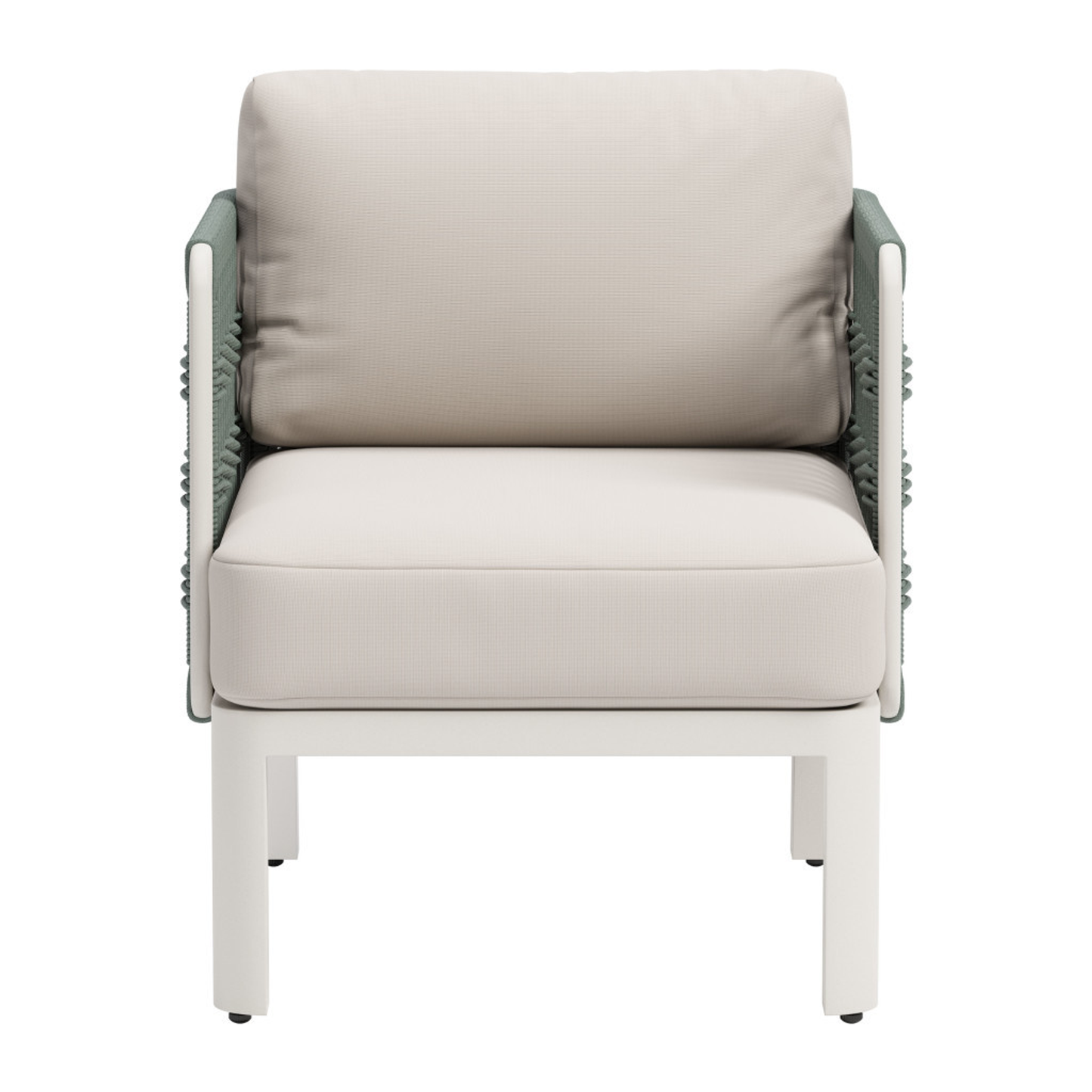 Aluminum Outdoor Accent Chair with White Cushion