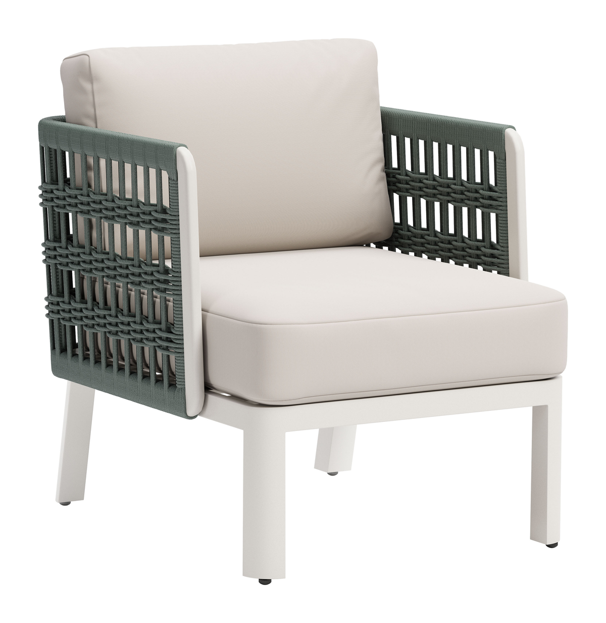 Aluminum Outdoor Accent Chair with White Cushion