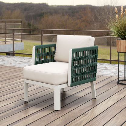 Aluminum Outdoor Accent Chair with White Cushion
