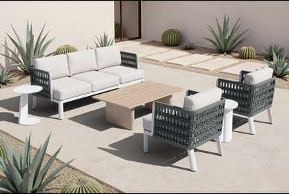 Aluminum Outdoor Accent Chair with White Cushion