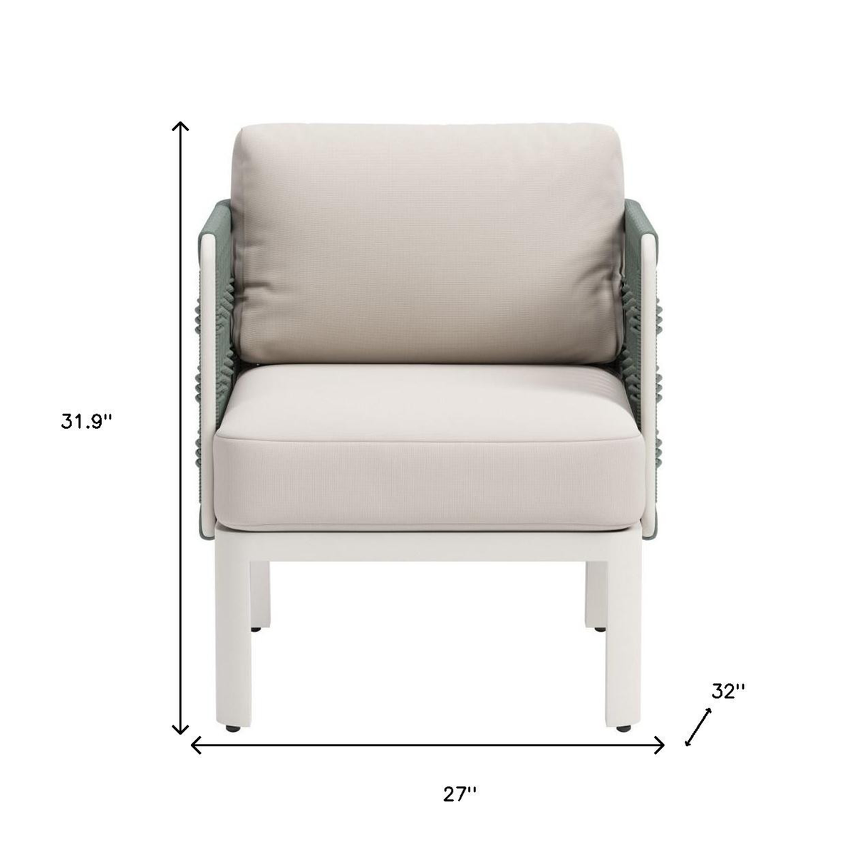 Aluminum Outdoor Accent Chair with White Cushion