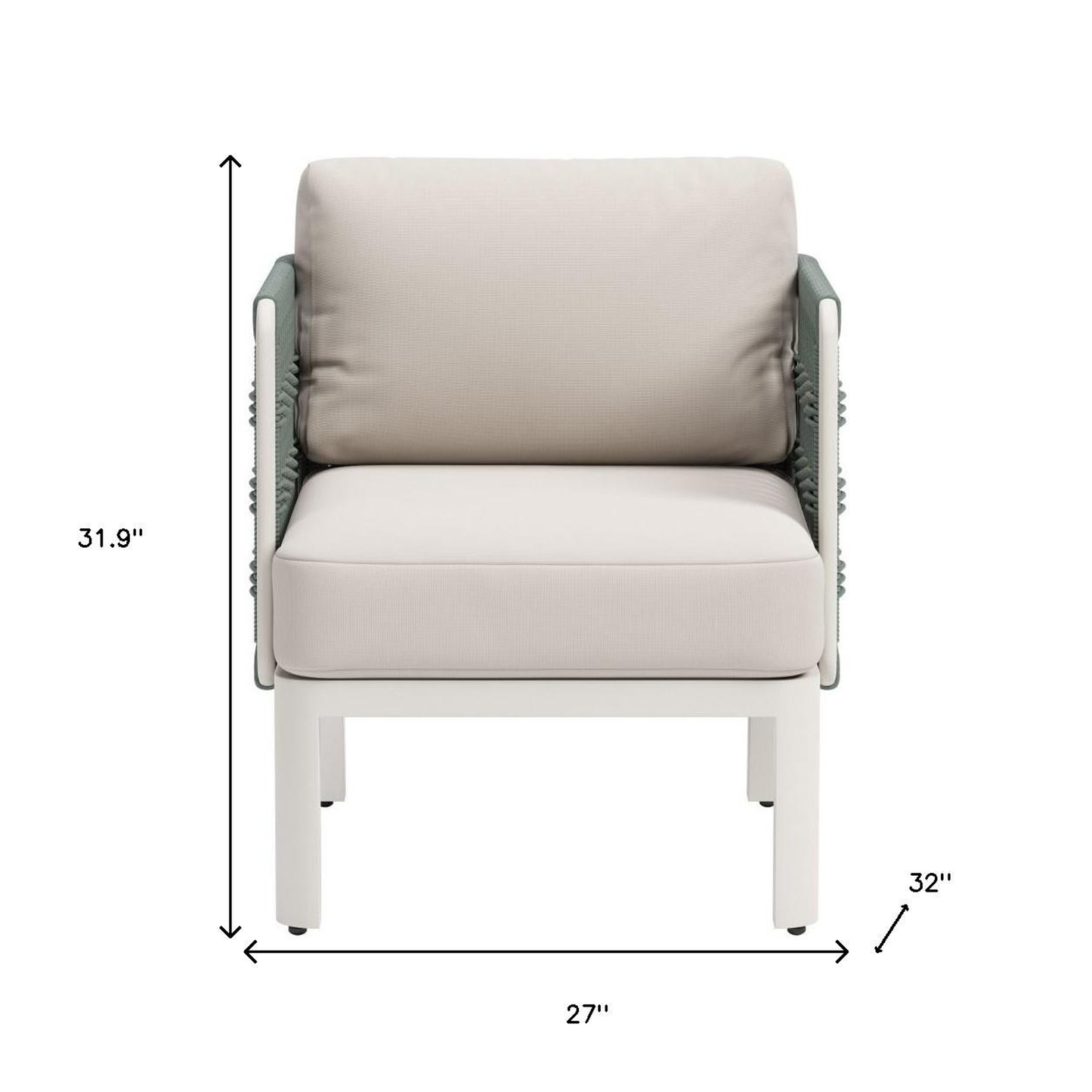 Aluminum Outdoor Accent Chair with White Cushion
