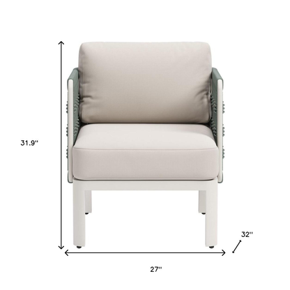 Aluminum Outdoor Accent Chair with White Cushion
