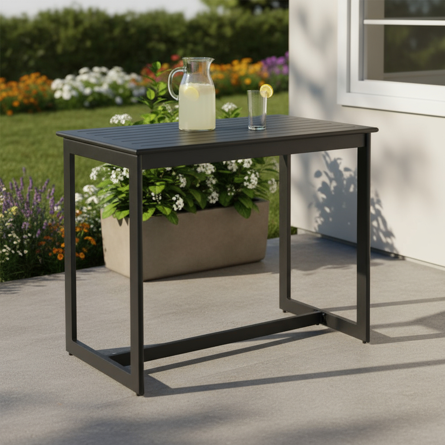 Aluminum Slat Outdoor Bar Table
