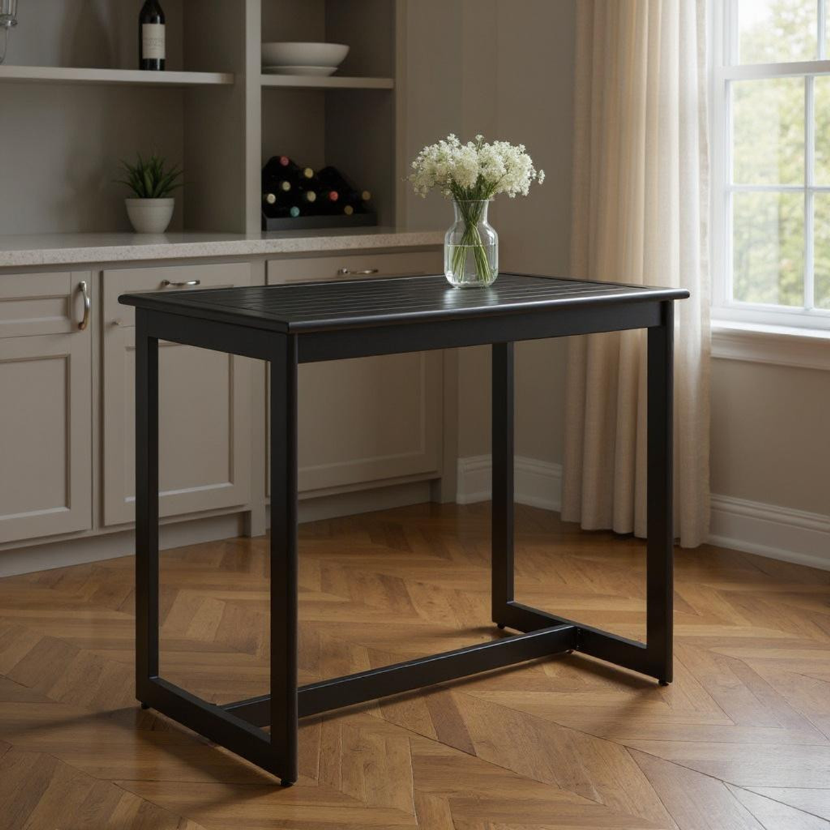 Aluminum Slat Outdoor Bar Table