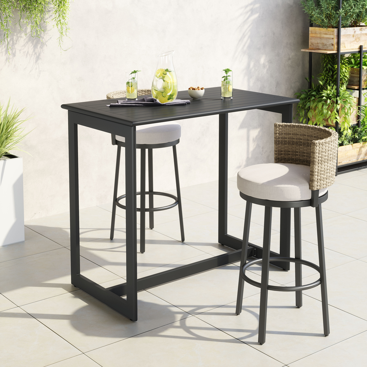 Aluminum Slat Outdoor Bar Table