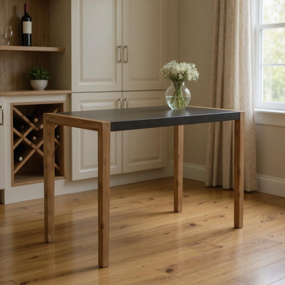 Faux Concrete and Solid Wood Outdoor Bar Table