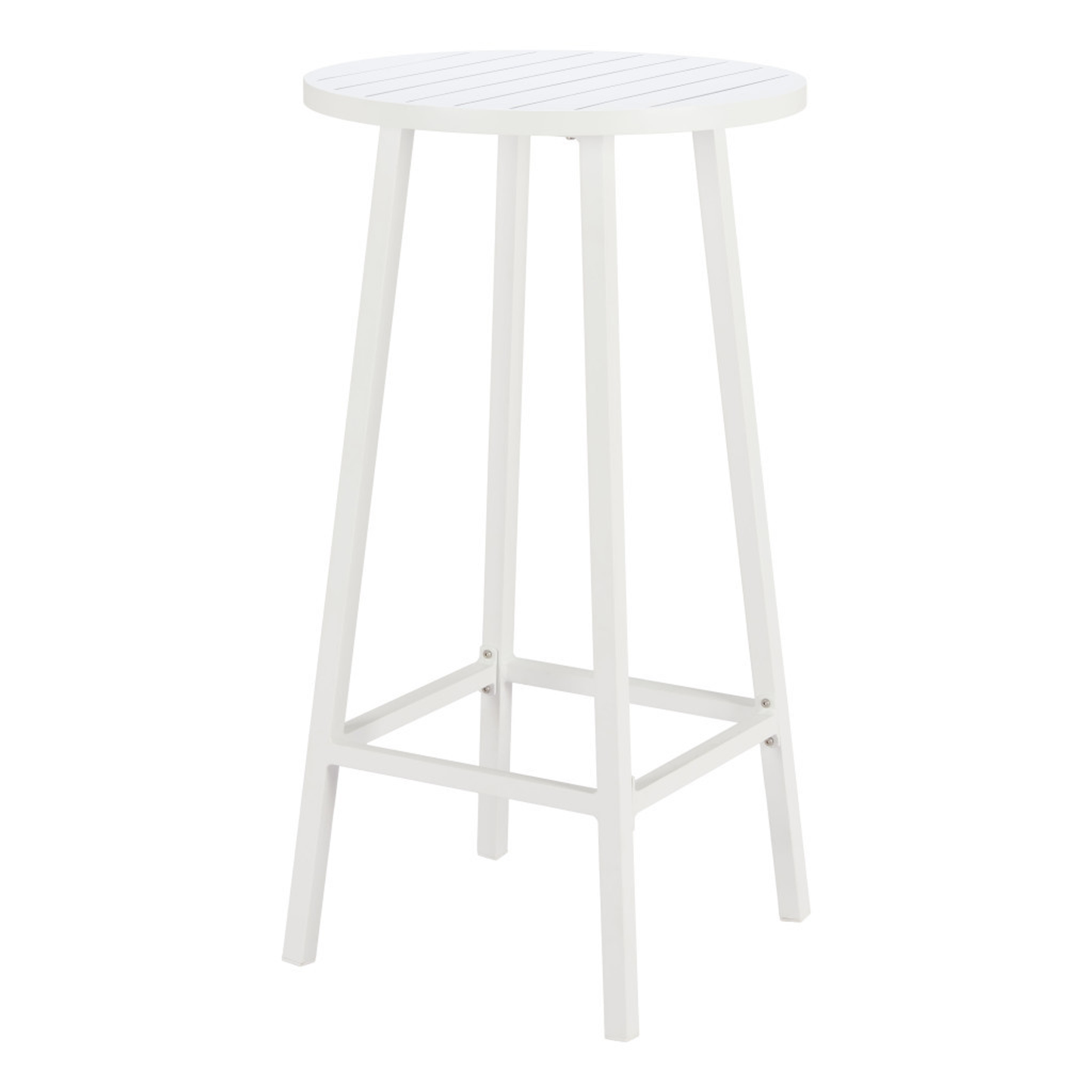 24-Inch Aluminum Slat Rounded Outdoor Bar Table - White