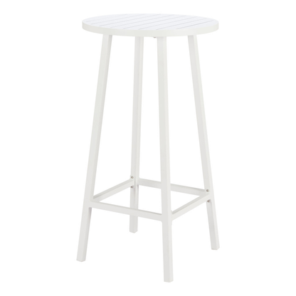 24-Inch Aluminum Slat Rounded Outdoor Bar Table - White