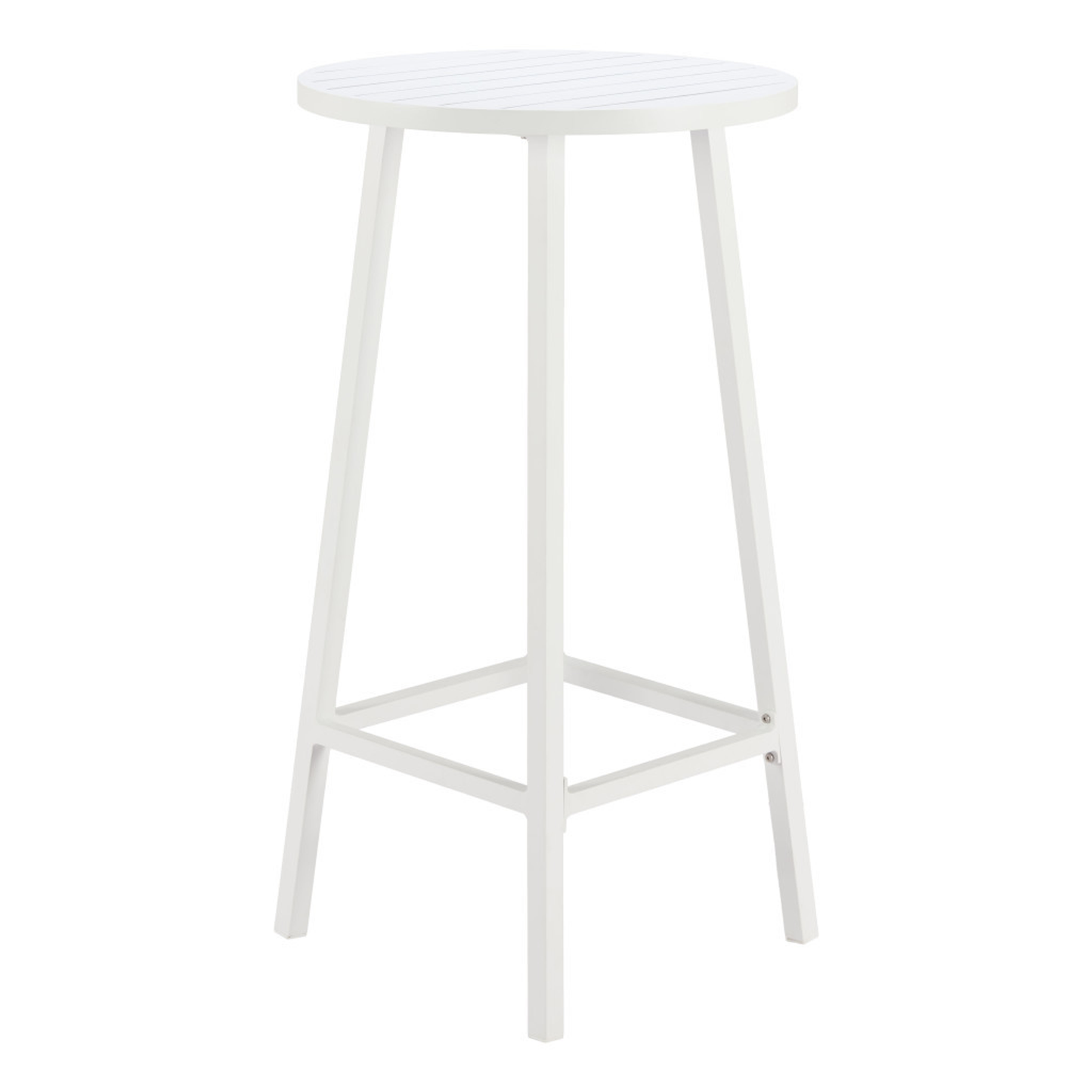 24-Inch Aluminum Slat Rounded Outdoor Bar Table - White