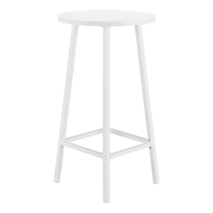 24-Inch Aluminum Slat Rounded Outdoor Bar Table - White