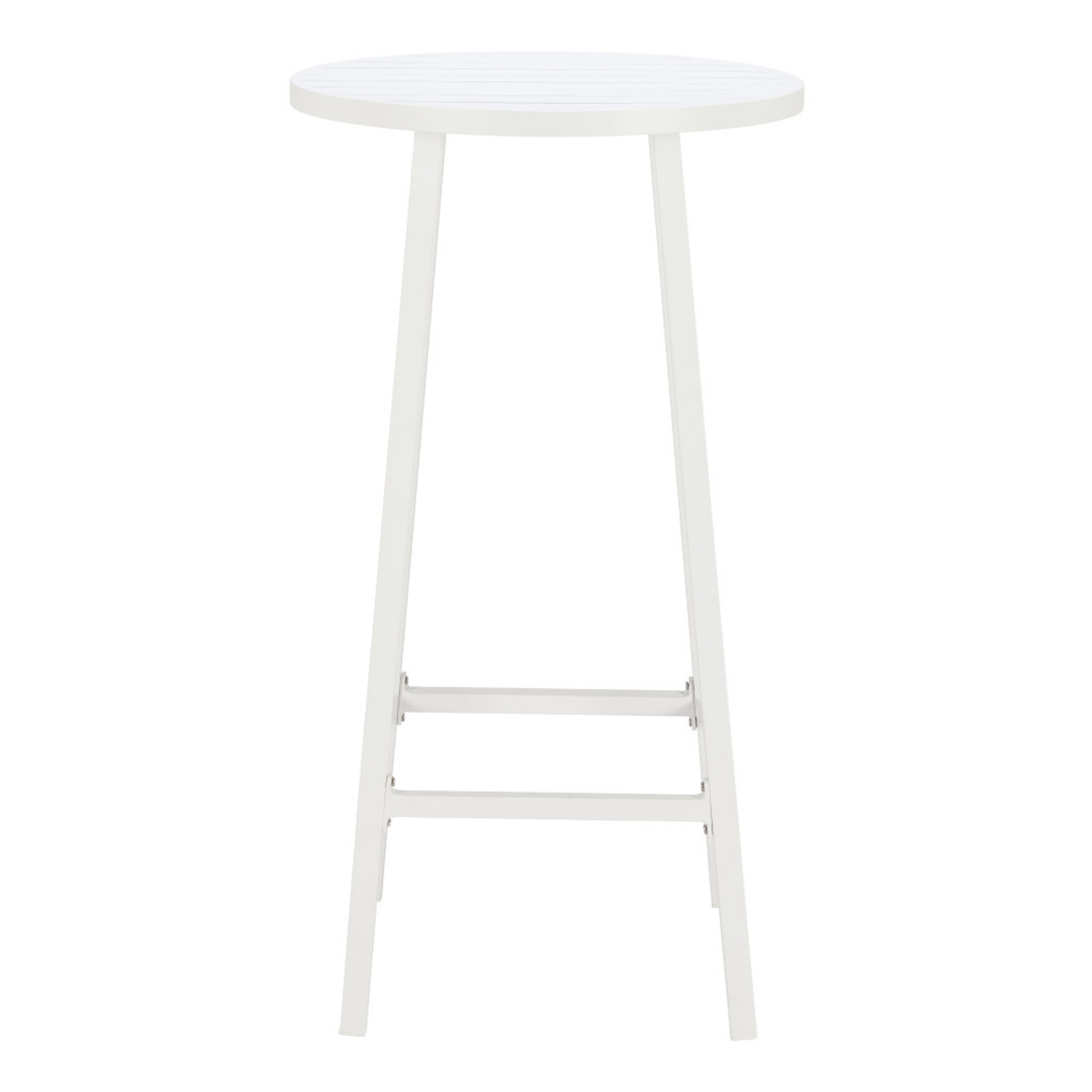 24-Inch Aluminum Slat Rounded Outdoor Bar Table - White