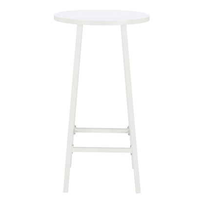 24-Inch Aluminum Slat Rounded Outdoor Bar Table - White