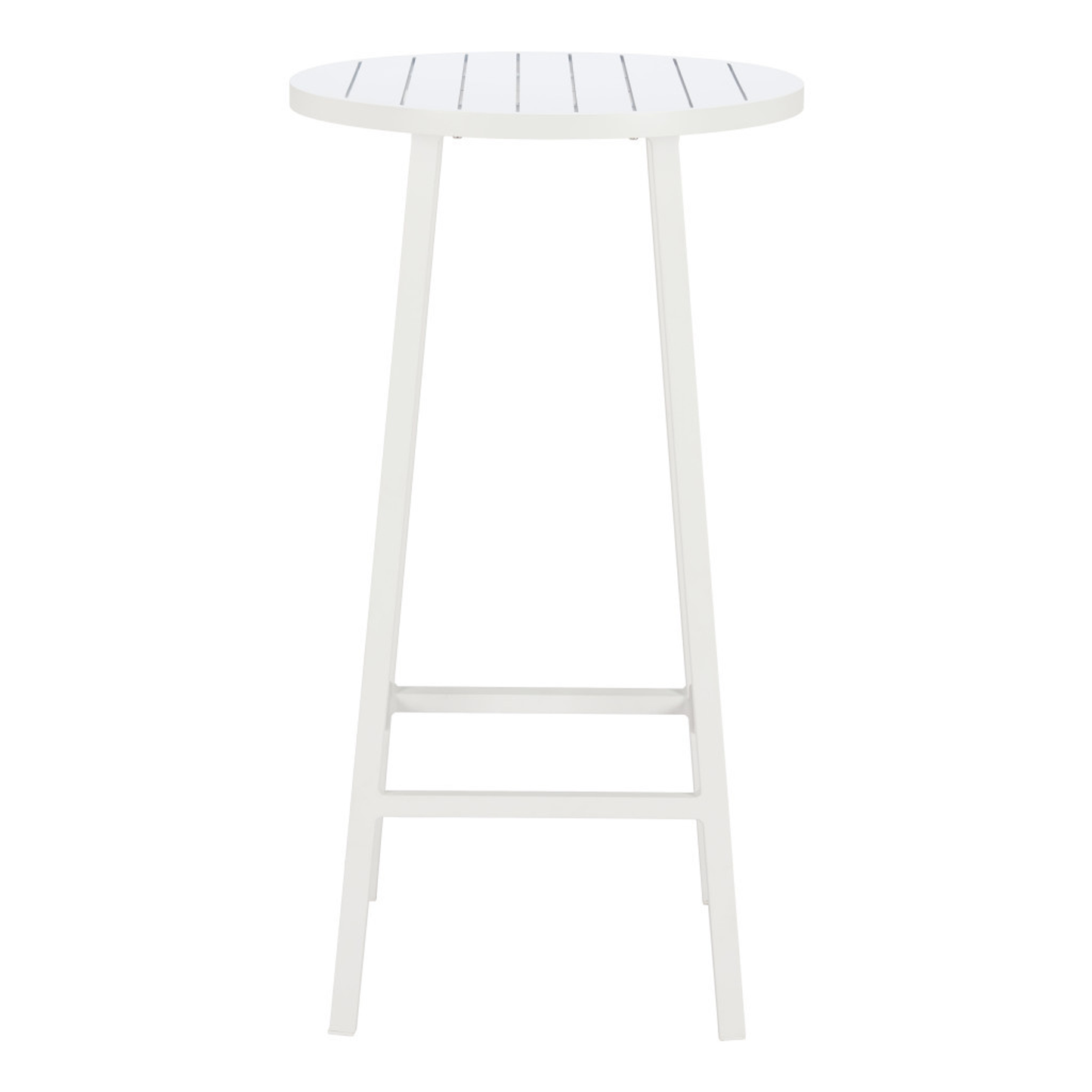 24-Inch Aluminum Slat Rounded Outdoor Bar Table - White