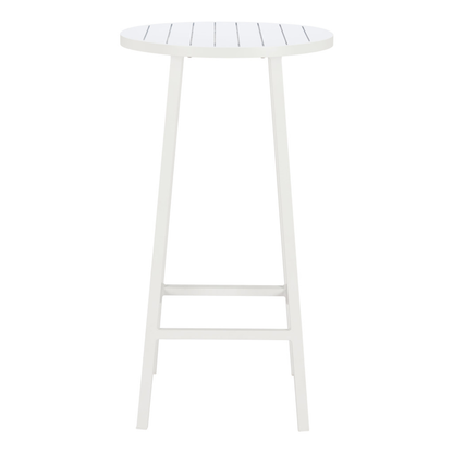 24-Inch Aluminum Slat Rounded Outdoor Bar Table - White