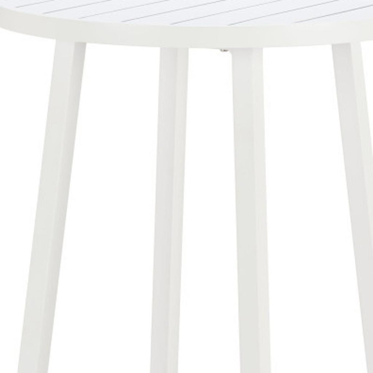 24-Inch Aluminum Slat Rounded Outdoor Bar Table - White