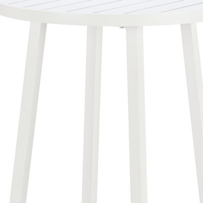 24-Inch Aluminum Slat Rounded Outdoor Bar Table - White