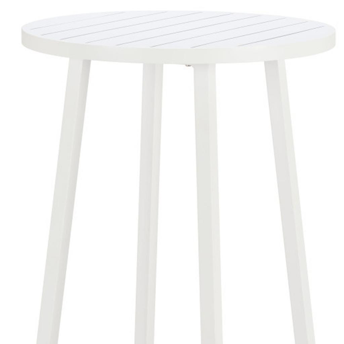 24-Inch Aluminum Slat Rounded Outdoor Bar Table - White