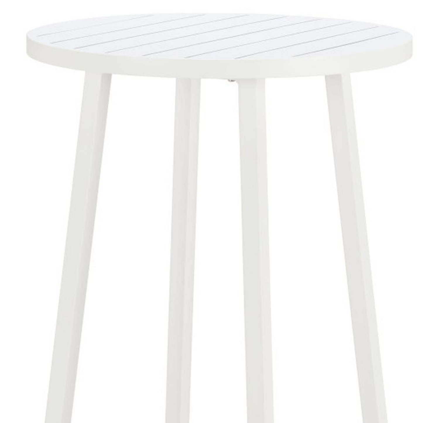 24-Inch Aluminum Slat Rounded Outdoor Bar Table - White