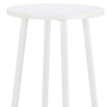 24-Inch Aluminum Slat Rounded Outdoor Bar Table - White