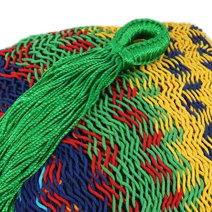 Handwoven Striped Double Hammock - Green, Red and Yellow