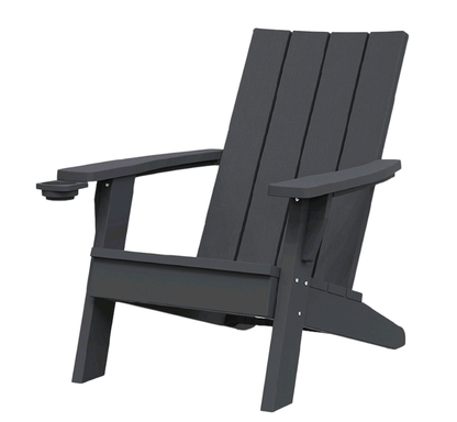 Faux Wood Heavy Duty Plastic Outdoor Adirondack Chair - Black