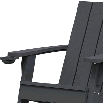 Faux Wood Heavy Duty Plastic Outdoor Adirondack Chair - Black