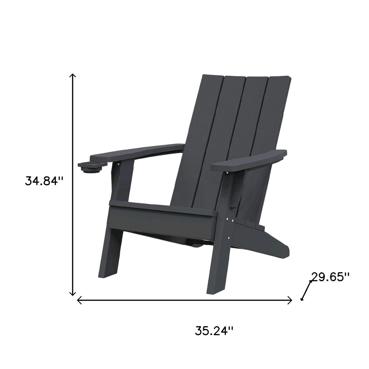 Faux Wood Heavy Duty Plastic Outdoor Adirondack Chair - Black