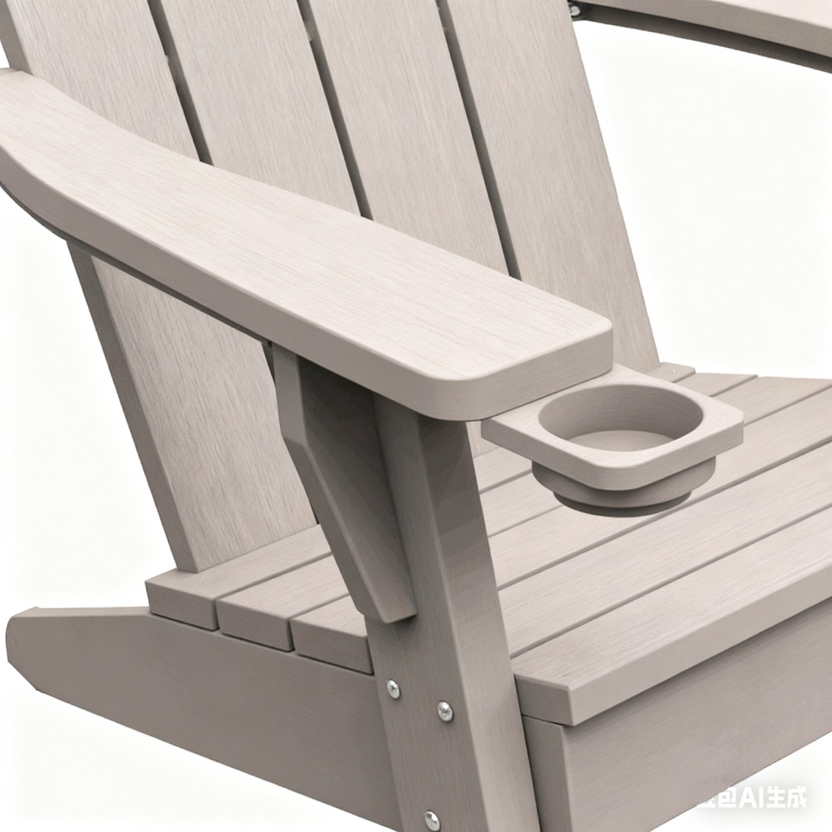 Faux Wood Plastic Adirondack Chair with Storage - Light Brown