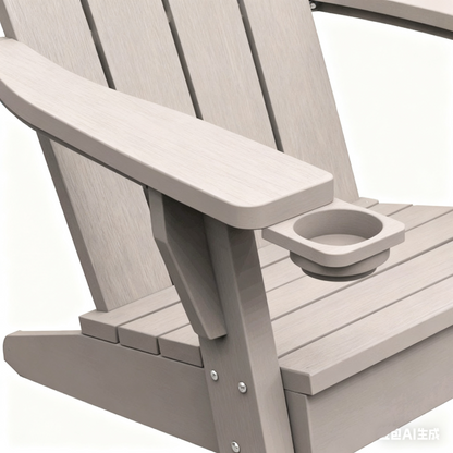 Faux Wood Plastic Adirondack Chair with Storage - Light Brown