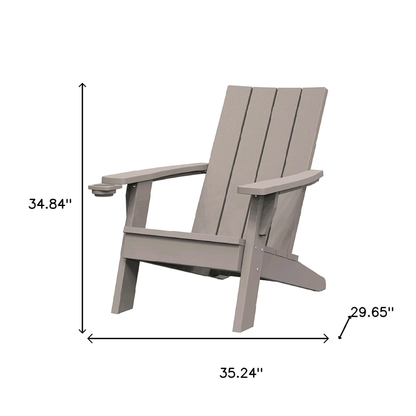 Faux Wood Plastic Adirondack Chair with Storage - Light Brown