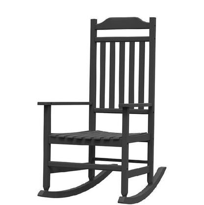 Faux Wood Heavy Duty Plastic Outdoor Rocking Chair - Black