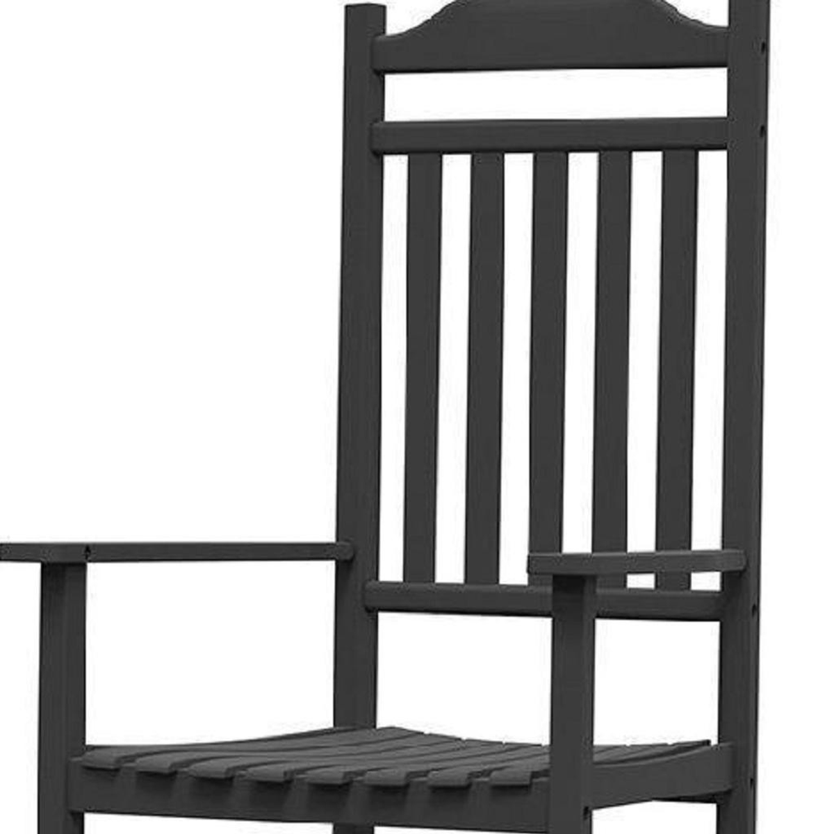 Faux Wood Heavy Duty Plastic Outdoor Rocking Chair - Black