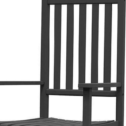 Faux Wood Heavy Duty Plastic Outdoor Rocking Chair - Black