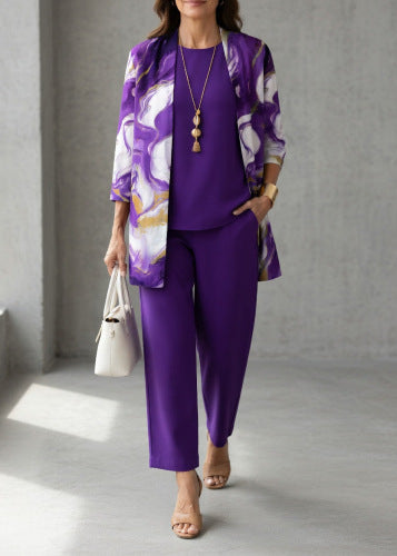 Womens 3D Print 3 Piece Outfit Tracksuit Set