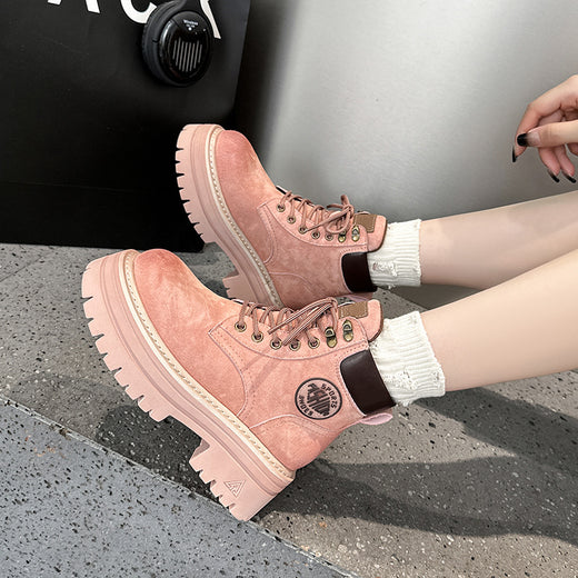 Women's Genuine Leather Mid-Calf Boots with Thick Sole