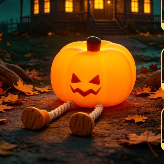 Halloween Pumpkin Silicone Night Light with Touch Control