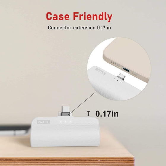 Close-up of the mini power bank connector, about 0.17 in long