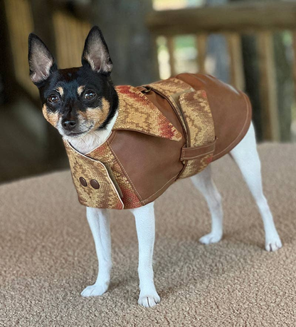 DCNY Vegan Faux Leather Southwest Dog Coat