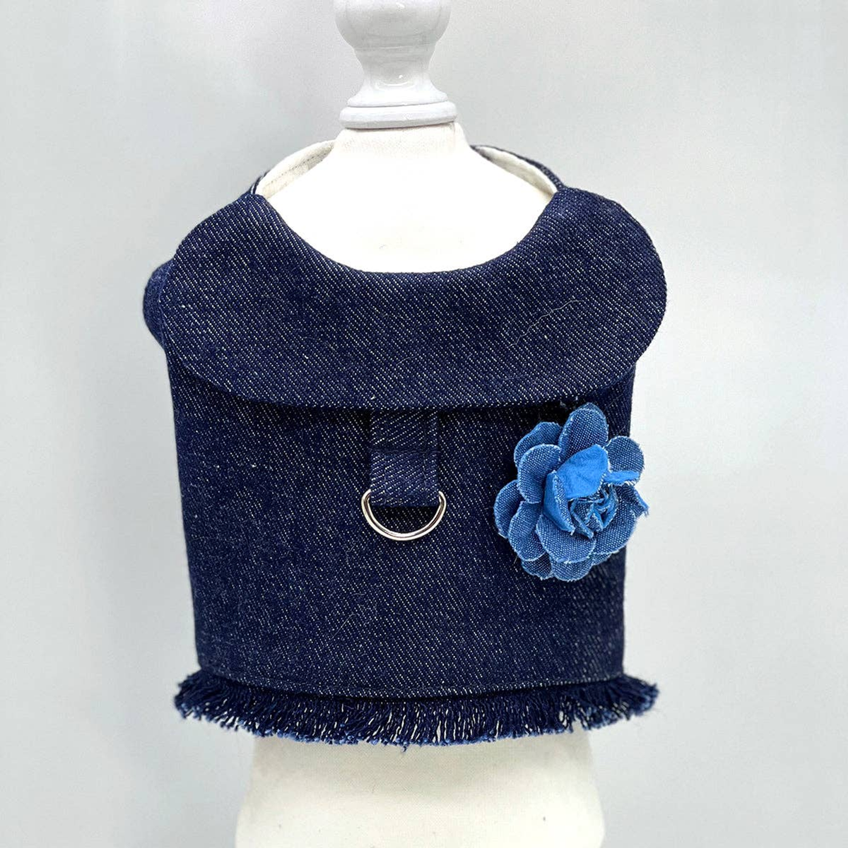 DCNY Denim Flower Dog Harness Vest