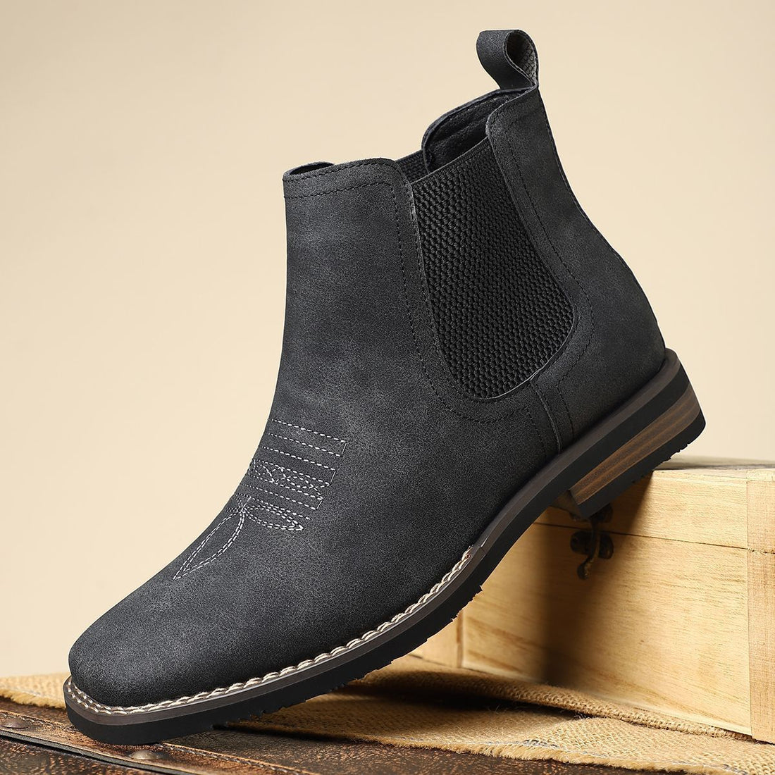 Men's Chelsea Style Faux Leather Mid-Calf Casual Boots