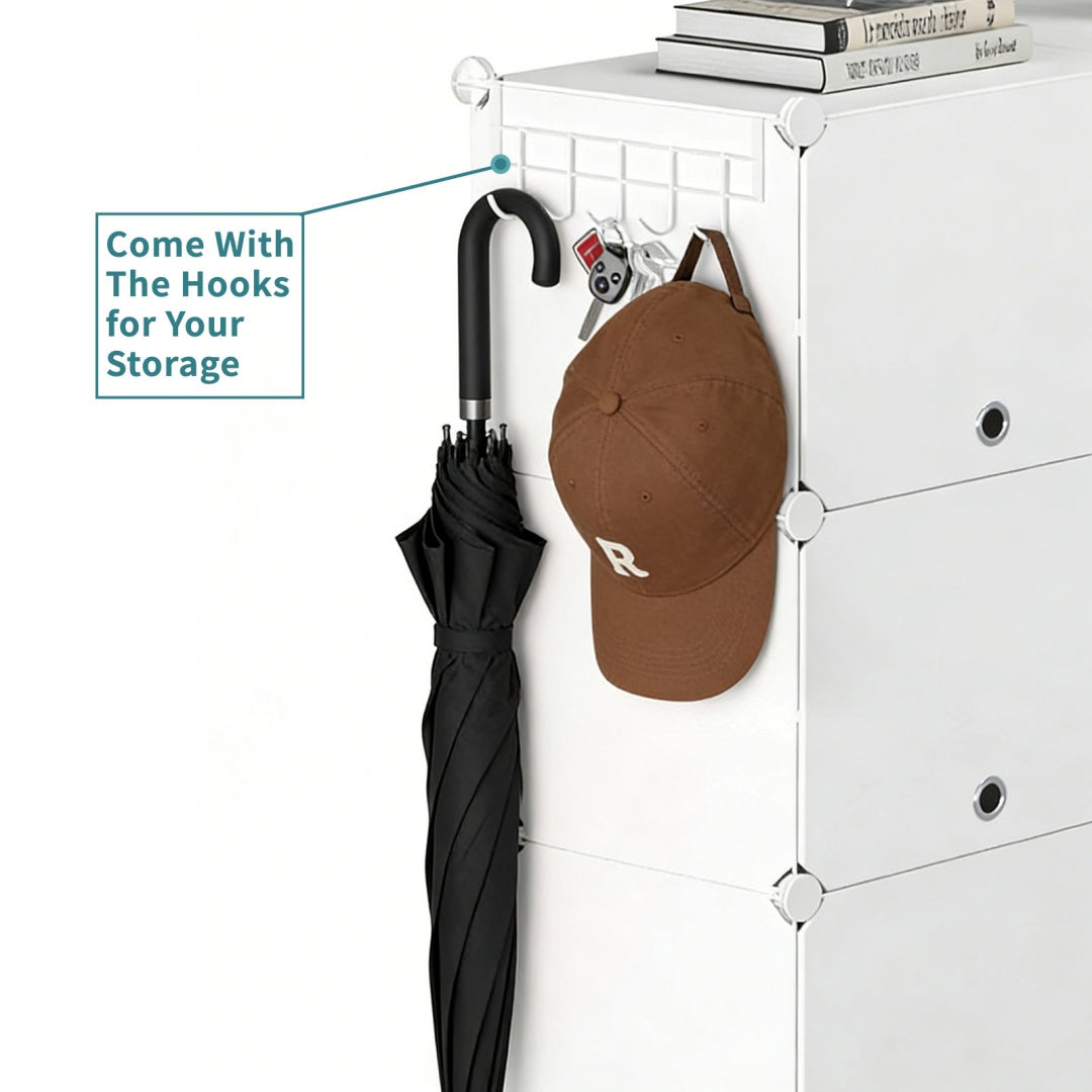 Shoe storage cabinet full view in white finish
