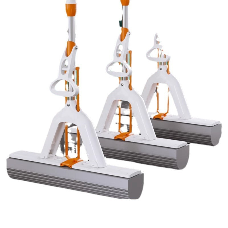 Double-fold rubber-coated mop for floor cleaning