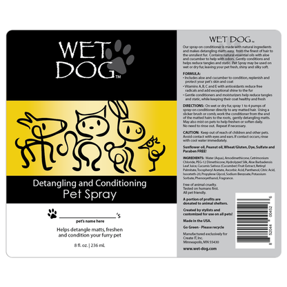 Wet Dog Detangling & Conditioning Pet Spray