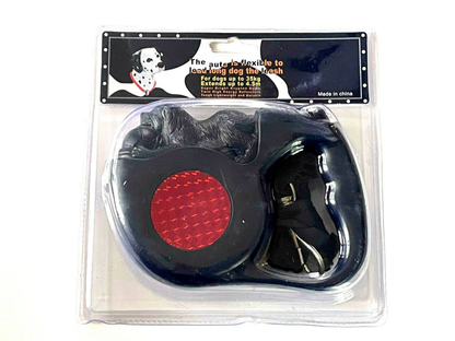 Reflective Retractable Dog Leash 4.5m Black up to 77 lbs