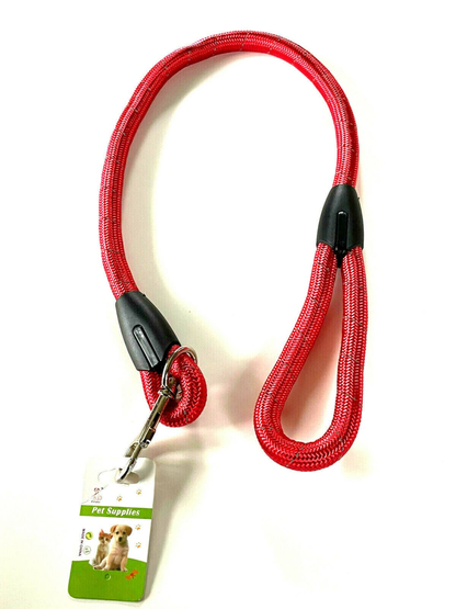 Heavy-Duty Reflective Nylon Rope Dog Leash, 3 ft, Red