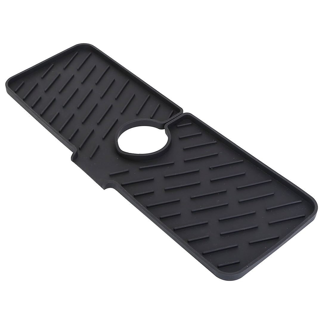 Black silicone faucet mat
