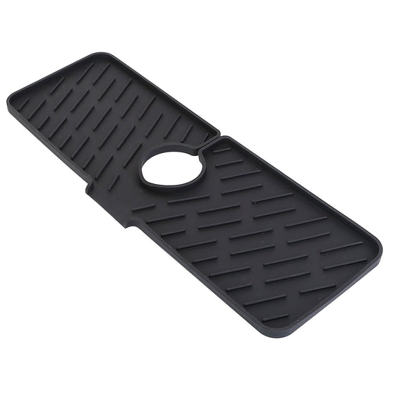 Black silicone faucet mat